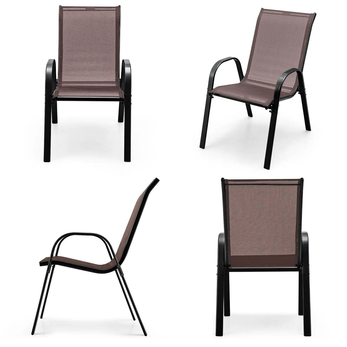 4 Pieces Stackable Patio Dining Chairs Set with Armrest by DirectDeals