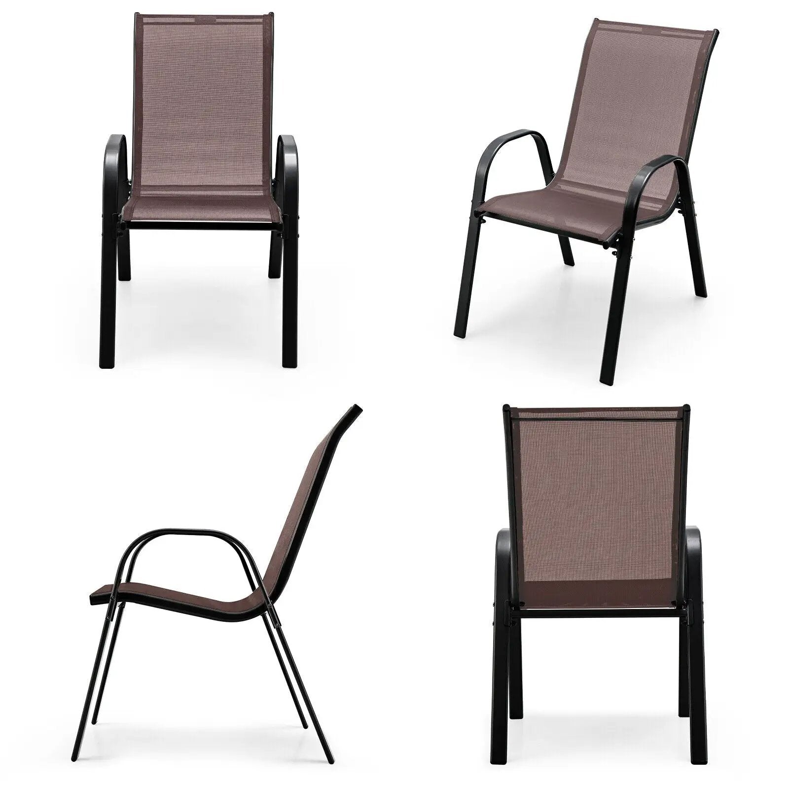 4 Pieces Stackable Patio Dining Chairs Set with Armrest by DirectDeals