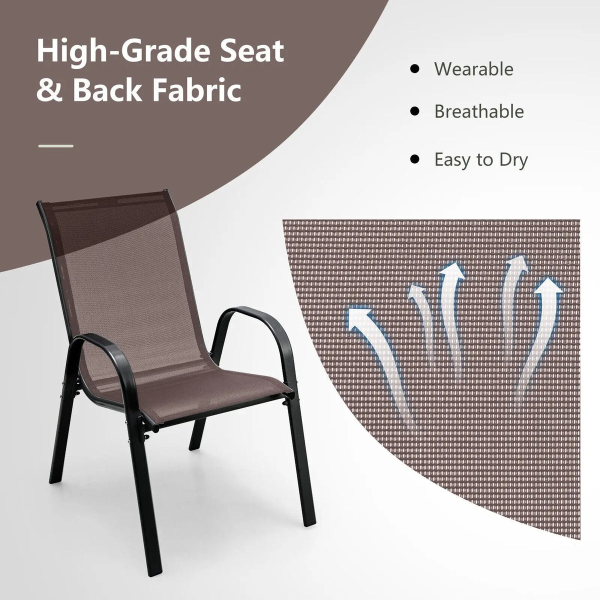4 Pieces Stackable Patio Dining Chairs Set with Armrest by DirectDeals