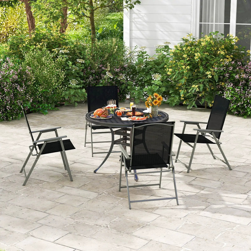 Set of 4 Patio Folding Chair Set with Rustproof Metal Frame by DirectDeals