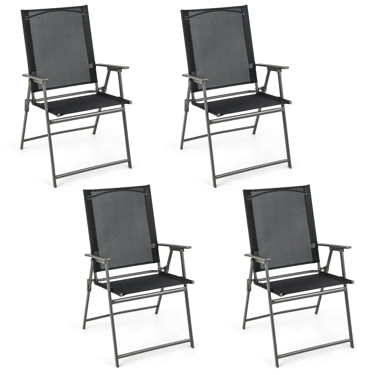 Set of 4 Patio Folding Chair Set with Rustproof Metal Frame by DirectDeals