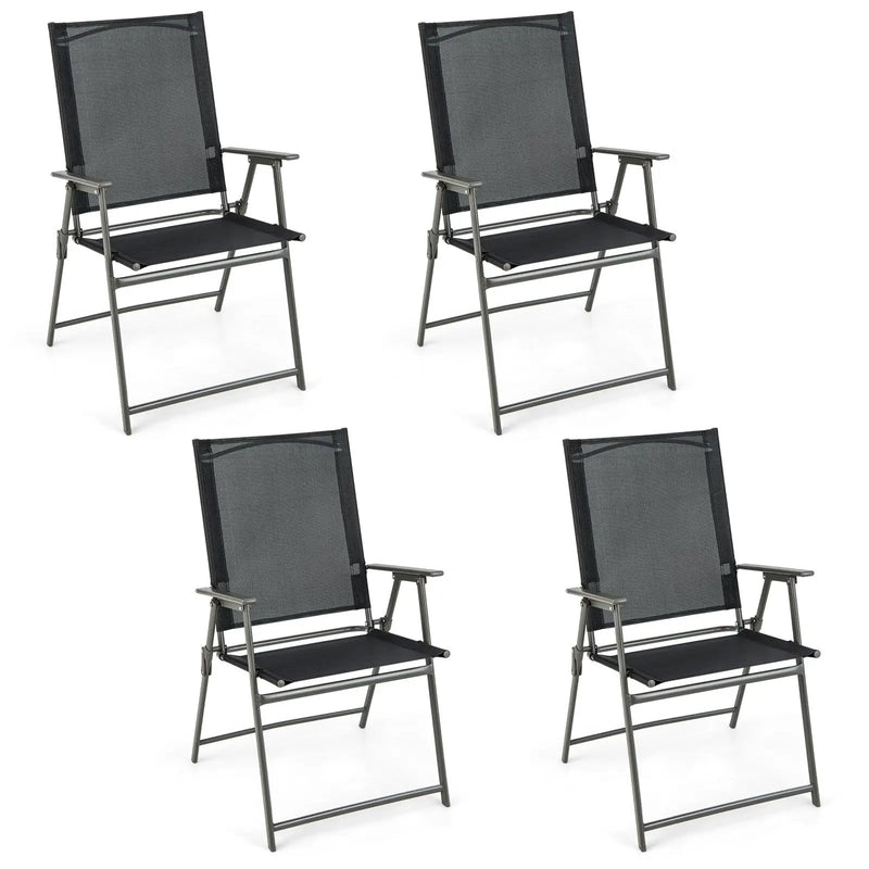 Set of 4 Patio Folding Chair Set with Rustproof Metal Frame by DirectDeals