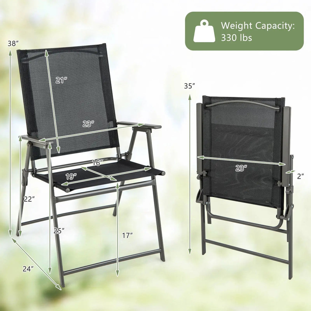 Set of 4 Patio Folding Chair Set with Rustproof Metal Frame by DirectDeals