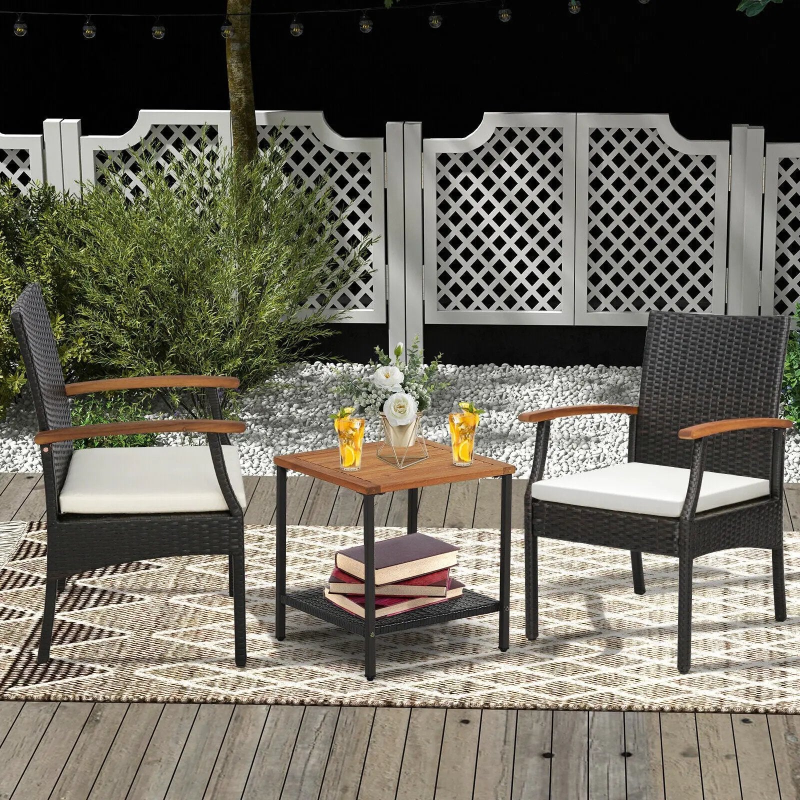 Patio Wicker Chair Set of 2/4 with Soft Zippered Cushion by DirectDeals