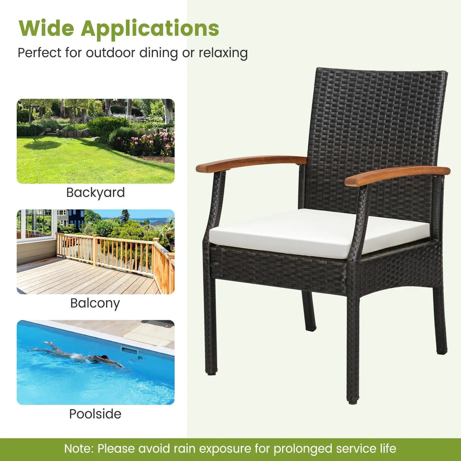 Patio Wicker Chair Set of 2/4 with Soft Zippered Cushion by DirectDeals