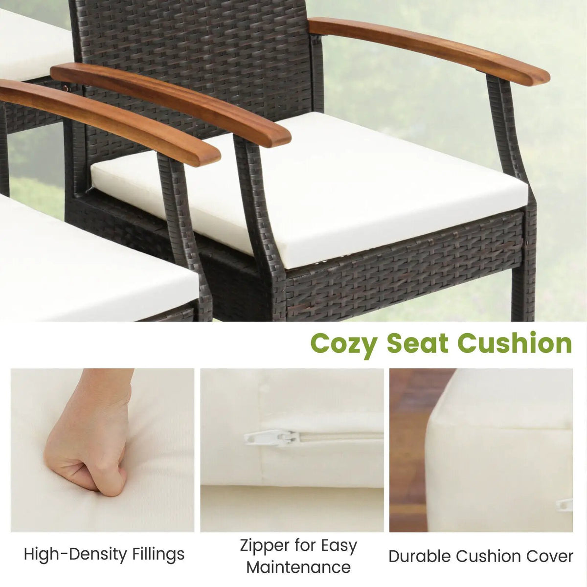 Patio Wicker Chair Set of 2/4 with Soft Zippered Cushion by DirectDeals