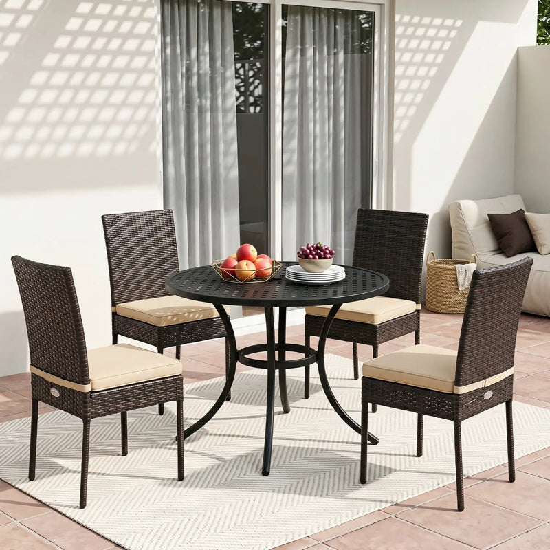 Patio Rattan Dining Chairs Set of 4 with Cushions by DirectDeals