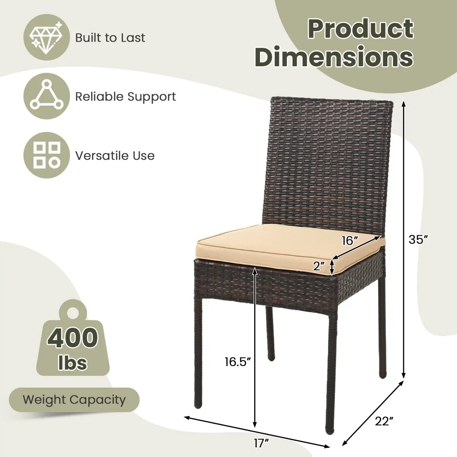 Patio Rattan Dining Chairs Set of 4 with Cushions by DirectDeals