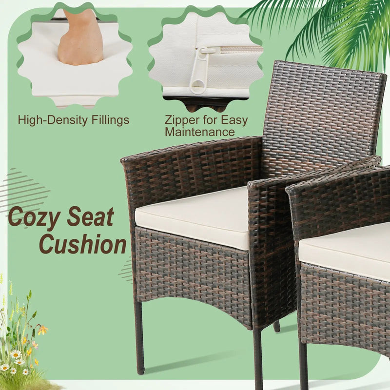 Set of 4 Patio PE Wicker Dining Chairs with Seat Cushions and Armrests-Set of 4 by DirectDeals