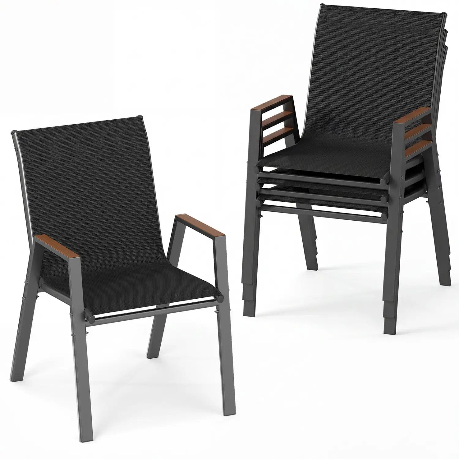Stackable Patio Dining Chairs Set of 4 with High Backs by DirectDeals