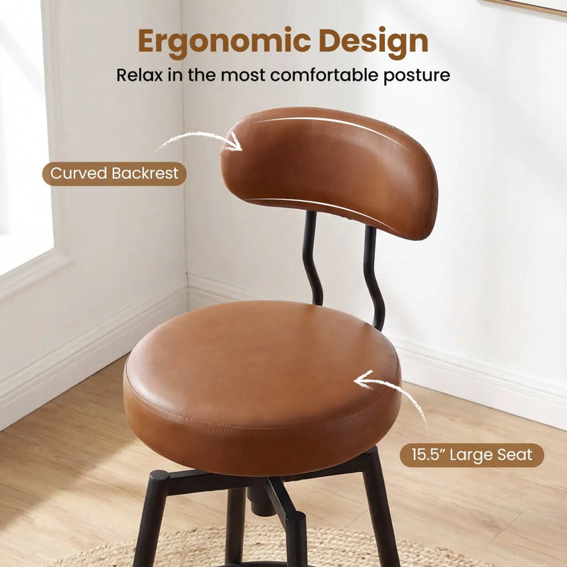 Set of 4 Swivel Barstools Faux Leather with Upholstered Seat and Back by DirectDeals