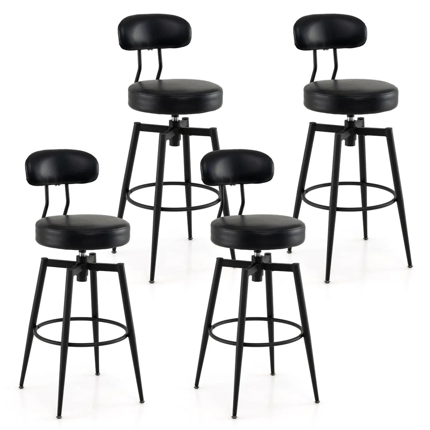 Set of 4 Swivel Barstools Faux Leather with Upholstered Seat and Back by DirectDeals