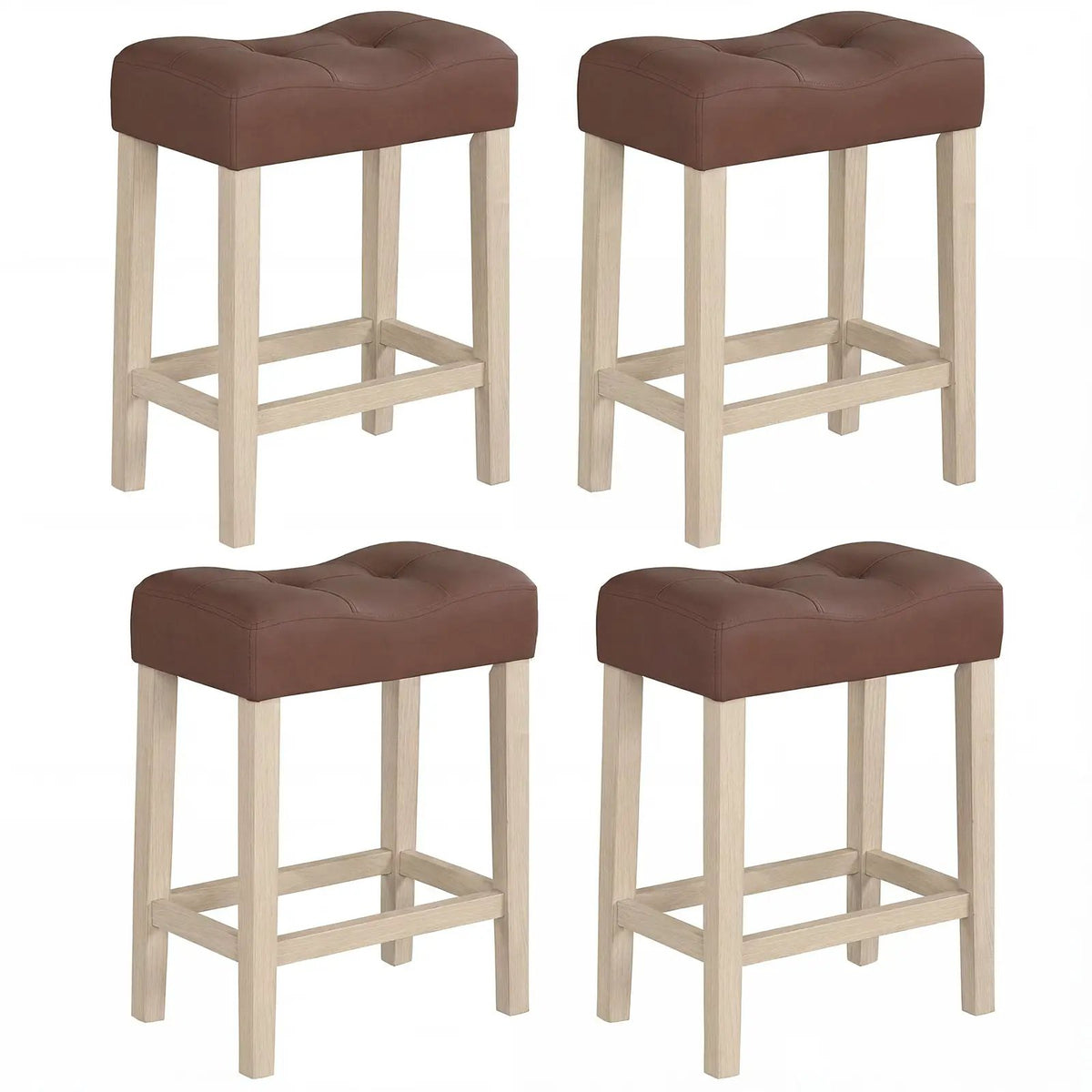 Set of 4 Upholstered Counter Height Bar Stool with Curved Saddle-Seat by DirectDeals