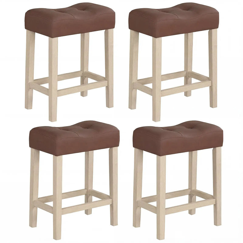 Set of 4 Upholstered Counter Height Bar Stool with Curved Saddle-Seat by DirectDeals