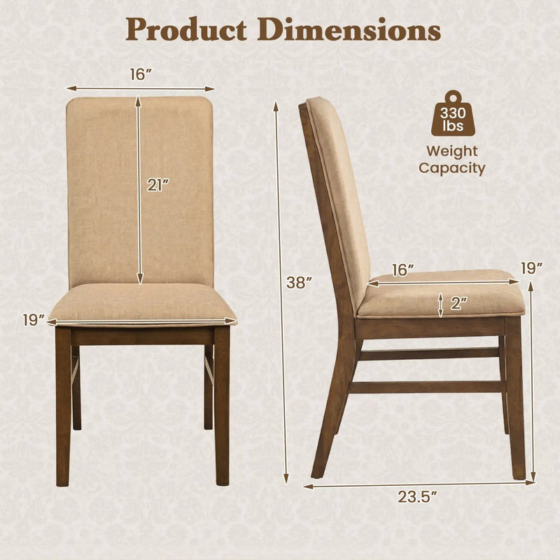 Set of 4 Upholstered Dining Chairs with Solid Rubber Wood Legs by DirectDeals