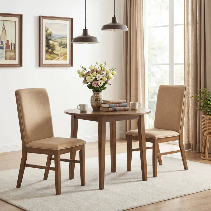 Set of 4 Upholstered Dining Chairs with Solid Rubber Wood Legs by DirectDeals