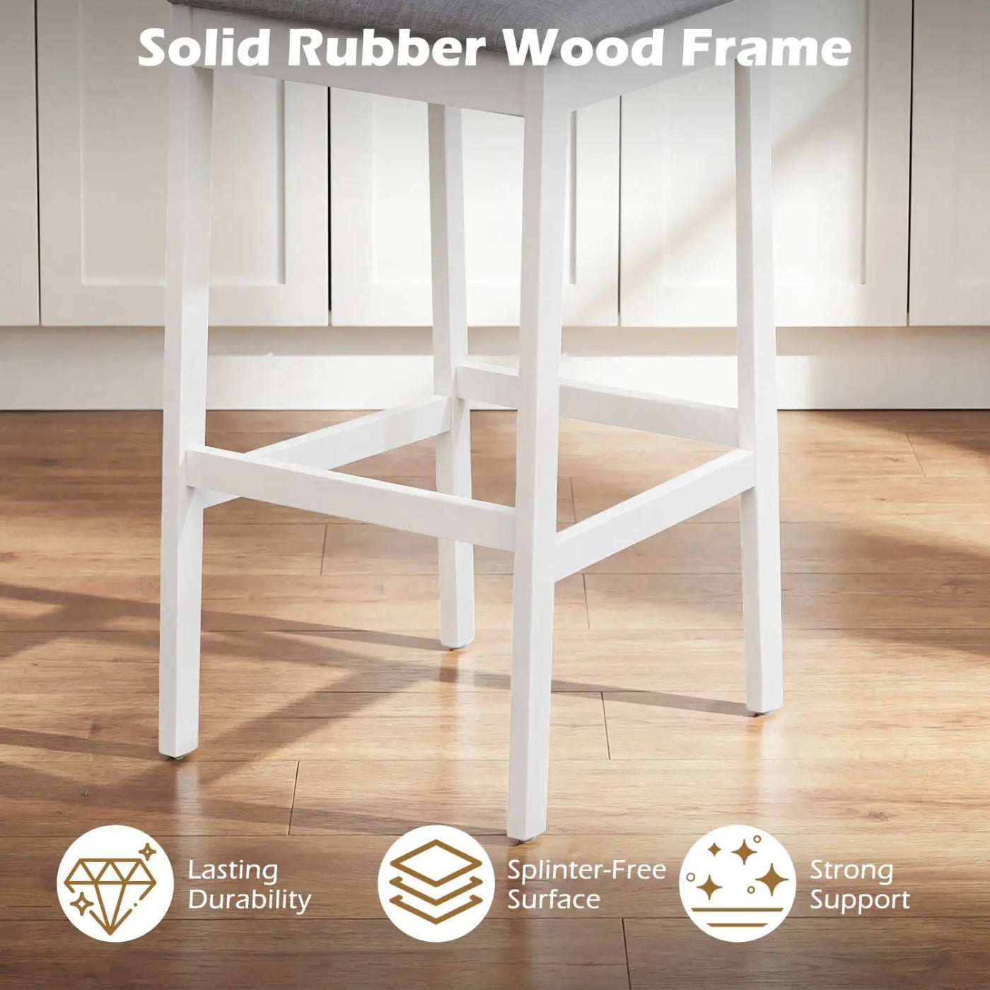 Set of 4 Upholstered Barstool 29.5 Inch Bar Height with Solid Rubber Wood Frame by DirectDeals