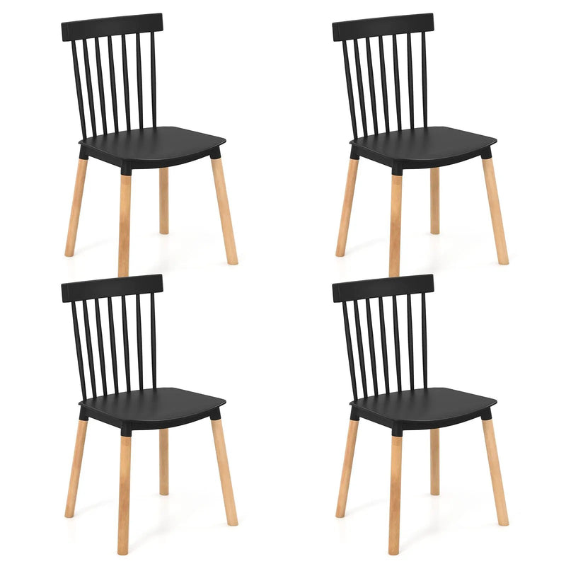 Set of 4 Windsor Dining Chairs with Spindle Backs and Curved Seats by DirectDeals