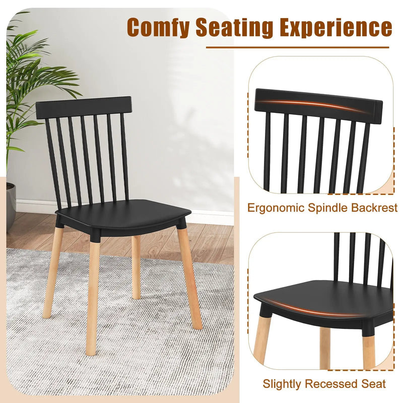 Set of 4 Windsor Dining Chairs with Spindle Backs and Curved Seats by DirectDeals