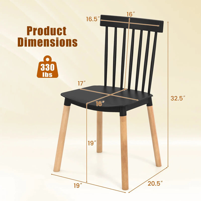 Set of 4 Windsor Dining Chairs with Spindle Backs and Curved Seats by DirectDeals