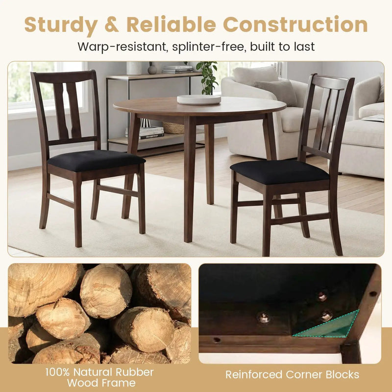 Set of 4 Wooden Upholstered Dining Chairs with High Curved Back by DirectDeals