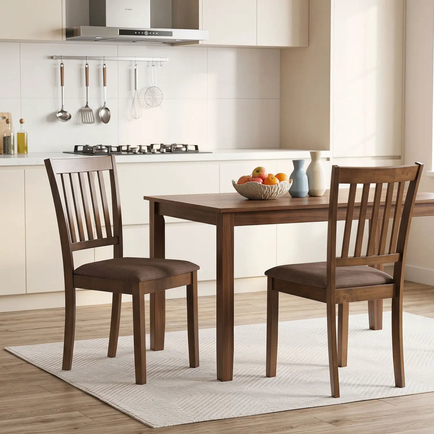 Upholstered Dining Chairs Set of 4 with Rubber Wood Frame by DirectDeals