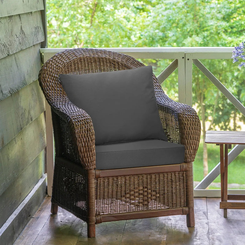 Deep Seat Chair Cushion Set of 6 with Rope Ties - Gray by DirectDeals