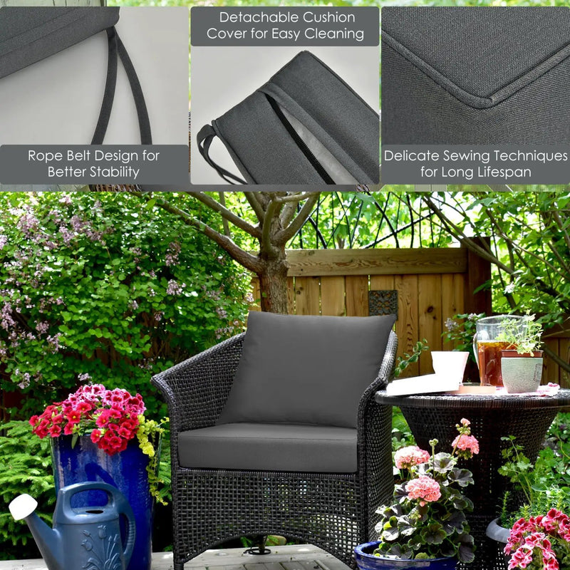 Deep Seat Chair Cushion Set of 6 with Rope Ties - Gray by DirectDeals