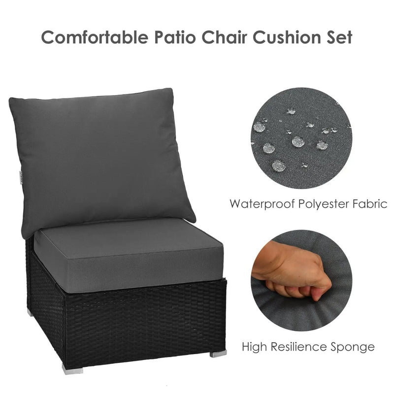 Deep Seat Chair Cushion Set of 6 with Rope Ties - Gray by DirectDeals