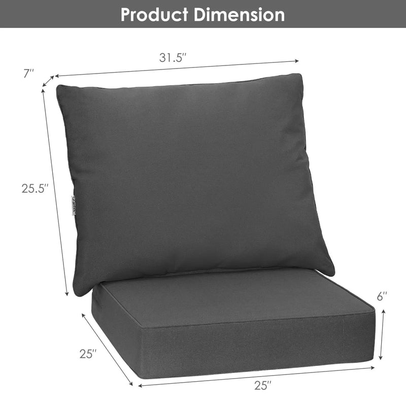 Deep Seat Chair Cushion Set of 6 with Rope Ties - Gray by DirectDeals