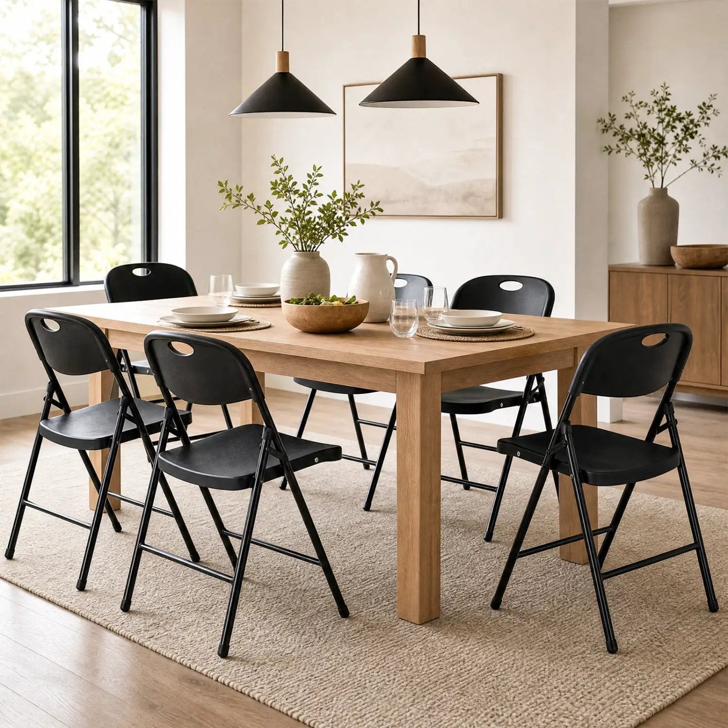Foldable Plastic Dining Chairs Set of 6 with Ergonomic Backrest by DirectDeals