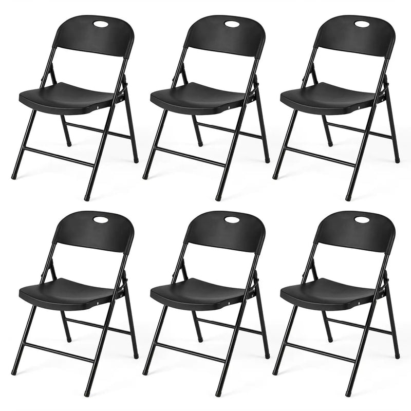 Foldable Plastic Dining Chairs Set of 6 with Ergonomic Backrest by DirectDeals