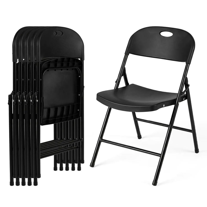 Foldable Plastic Dining Chairs Set of 6 with Ergonomic Backrest by DirectDeals