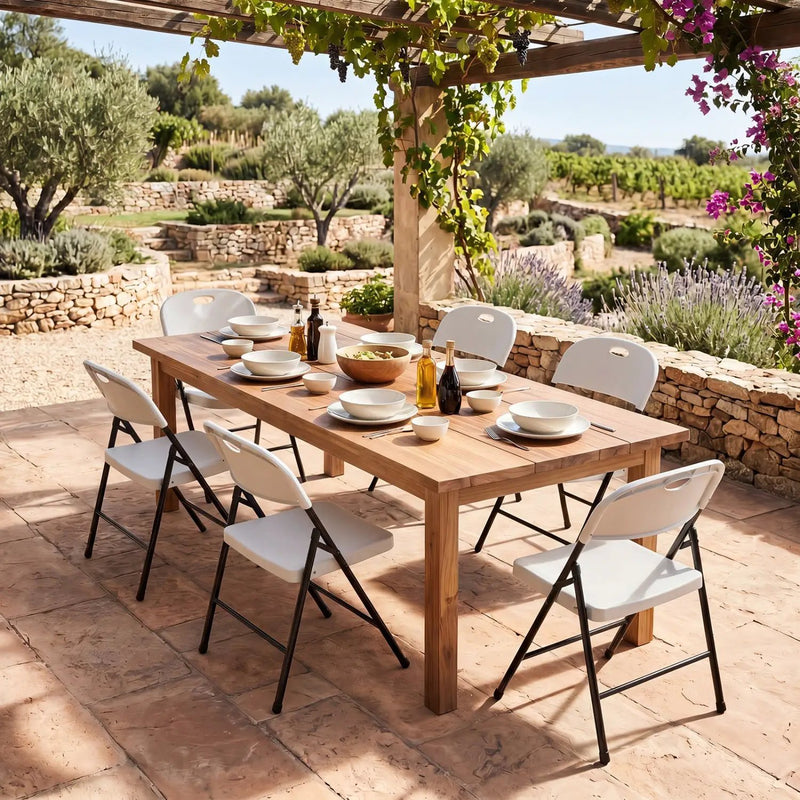 Foldable Plastic Dining Chairs Set of 6 with Ergonomic Backrest by DirectDeals