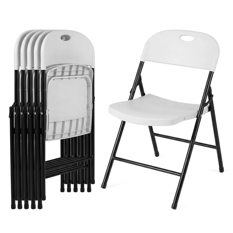 Foldable Plastic Dining Chairs Set of 6 with Ergonomic Backrest by DirectDeals