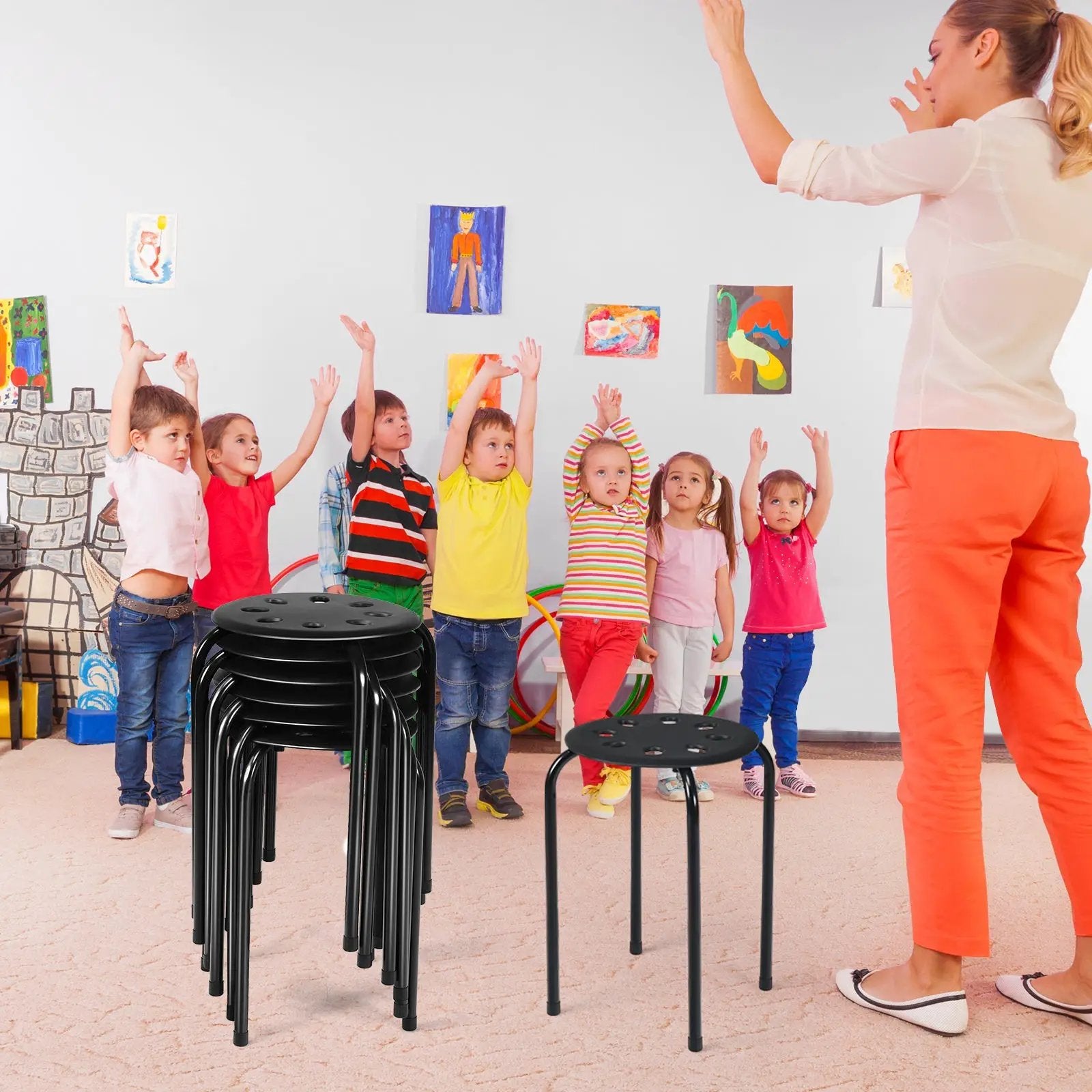 Set of 6 Portable Plastic Stack Stools by DirectDeals