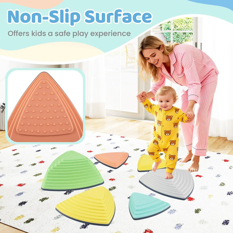 Set of 11 Stepping Stones for Kids Non-Slip Balance Stones with Storage Bag by DirectDeals