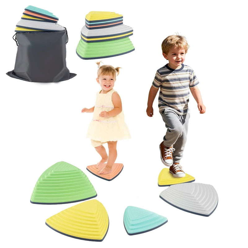 Set of 11 Stepping Stones for Kids Non-Slip Balance Stones with Storage Bag by DirectDeals