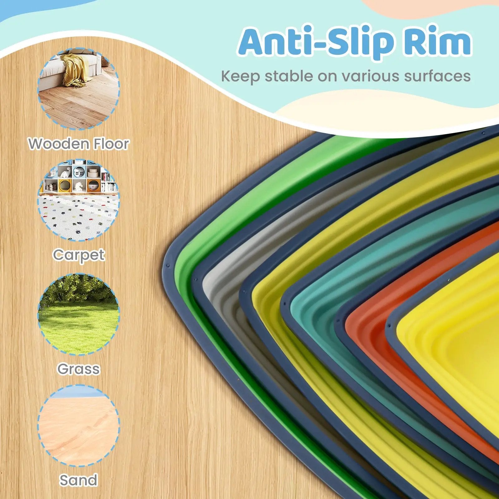 Set of 11 Stepping Stones for Kids Non-Slip Balance Stones with Storage Bag by DirectDeals