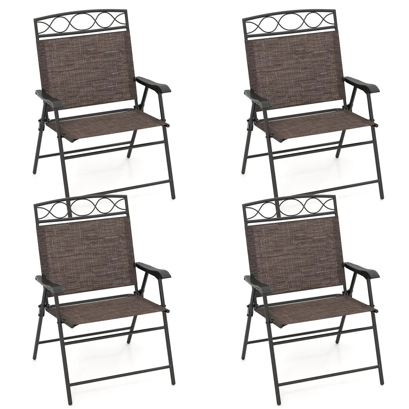 Set of 4 Patio Folding Chairs Set Dining Chairs with Armrests by DirectDeals