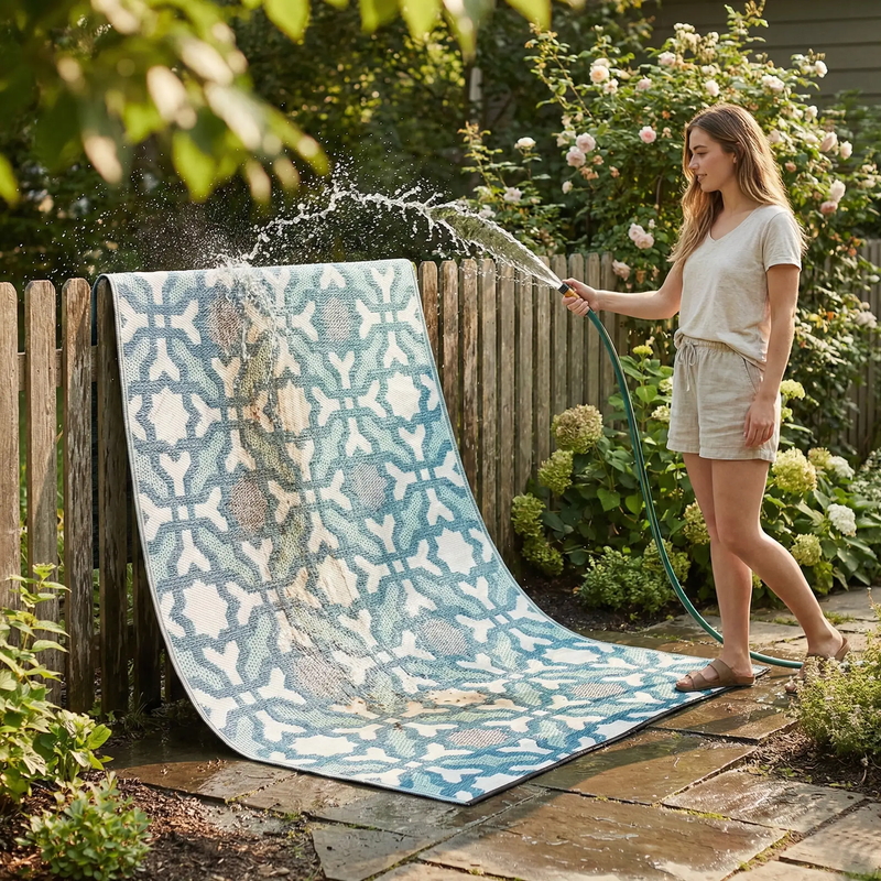 Seville - Multicolor Blue Outdoor Rug for Patio FINAL SALE by Fab Habitat