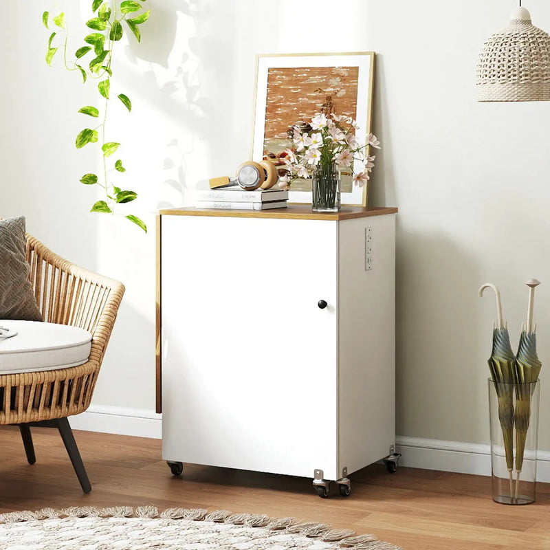 Folding Sewing Table with Charging Station and Casters by DirectDeals