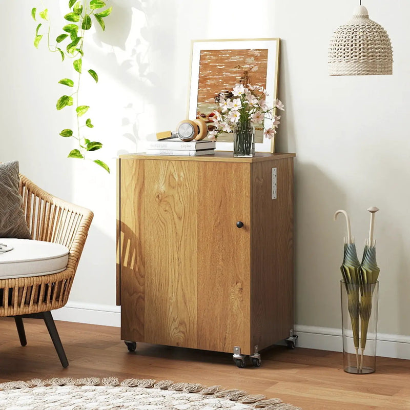 Folding Sewing Table with Charging Station and Casters by DirectDeals