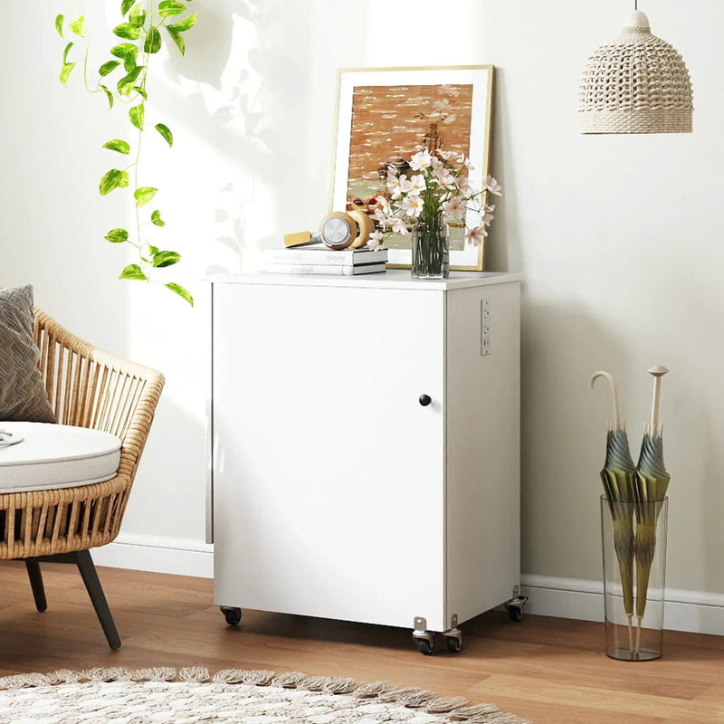 Folding Sewing Table with Charging Station and Casters by DirectDeals