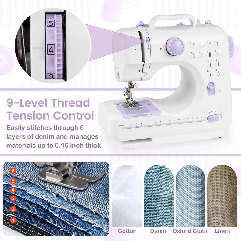 Sewing Machine for Beginners Mini Sewing Machine with 12 Built-in Stitches by DirectDeals