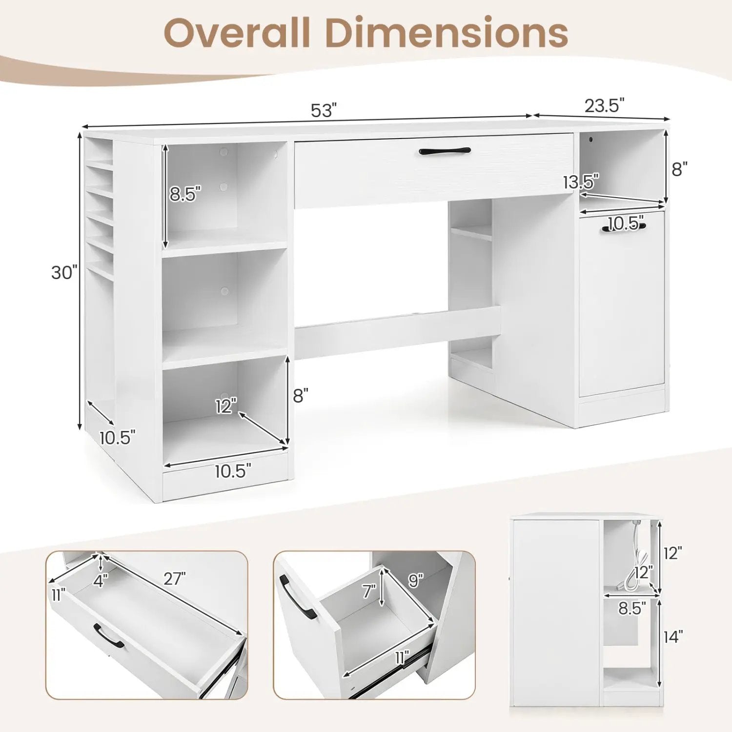 Sewing Table with Power Outlets and Storage Drawers by DirectDeals