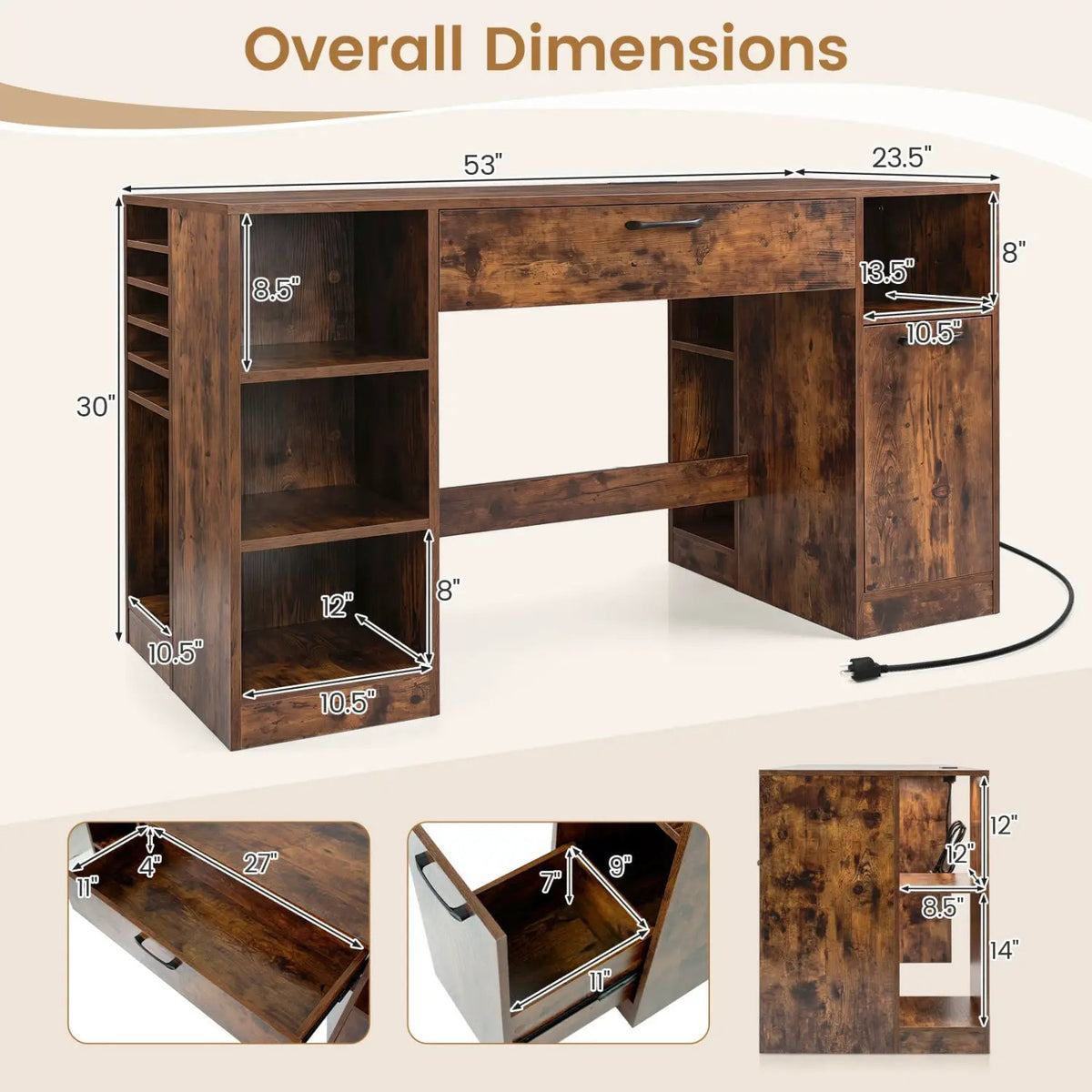 Sewing Table with Power Outlets and Storage Drawers by DirectDeals