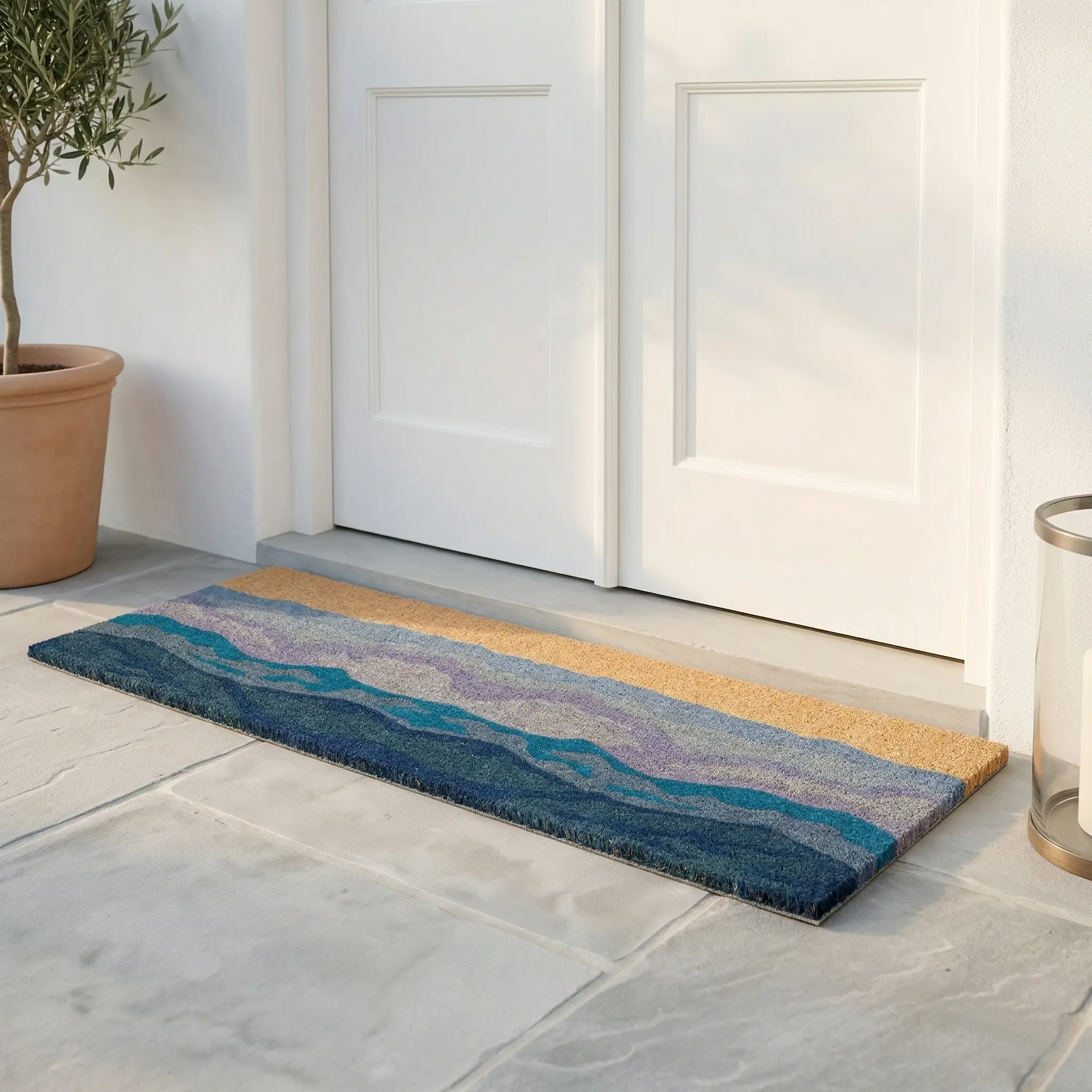 Shades of Sea - Blue Coir Doormat by Fab Habitat
