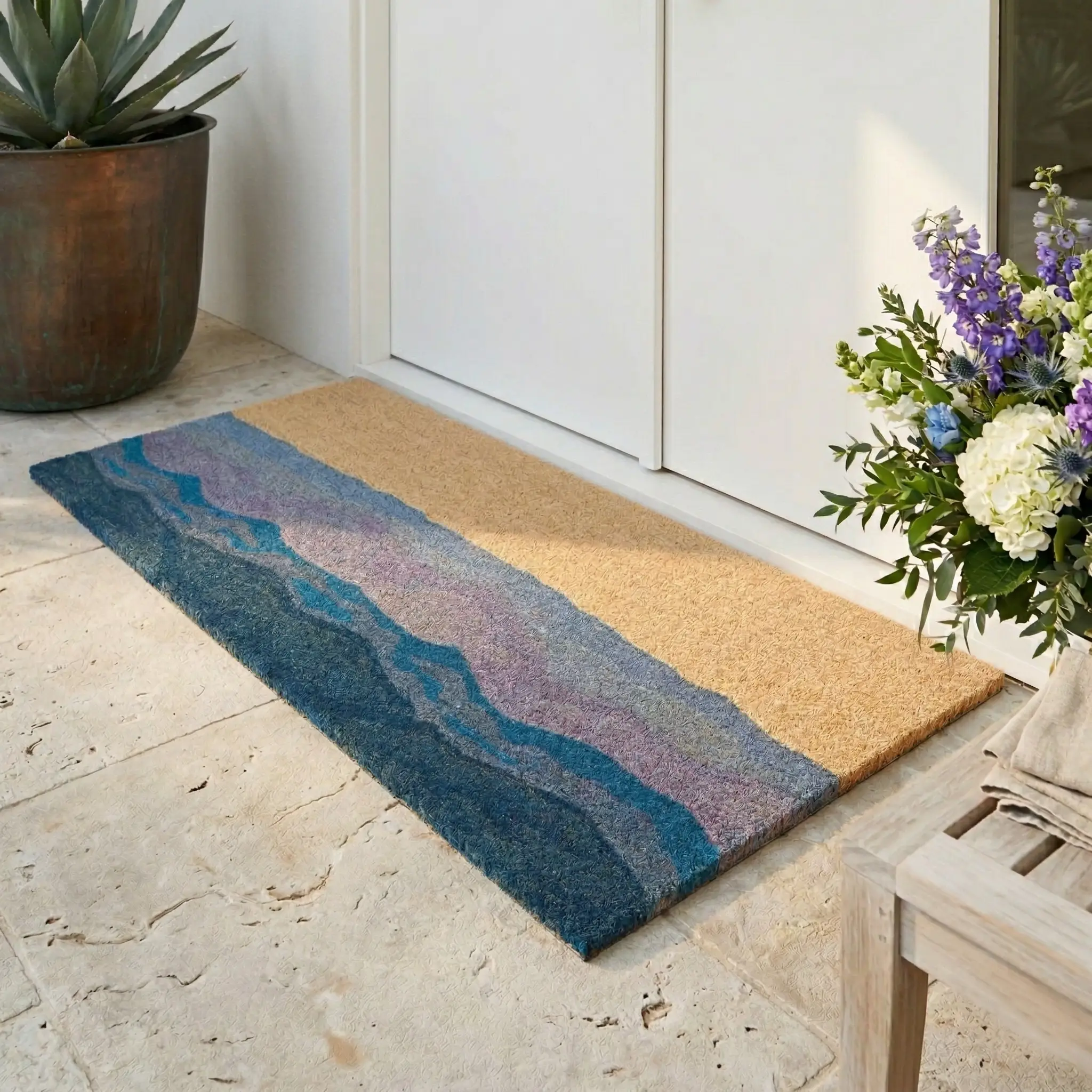 Shades of Sea - Blue Coir Doormat by Fab Habitat