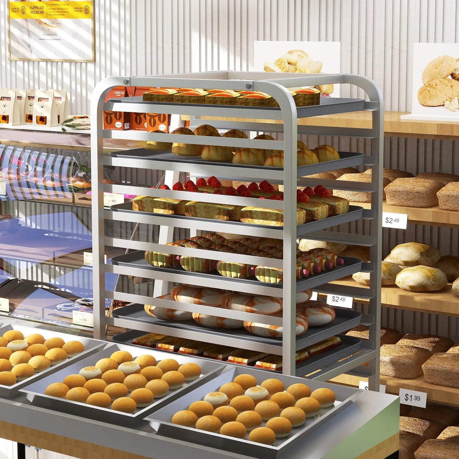 26 x 20 x 70 Inch 20 Sheet Aluminum Pan Rolling Bakery Rack by DirectDeals
